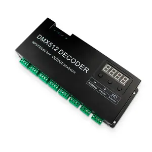 RgbwLedストリップライト用の工場直接DJディスコDmxコントローラーDc5v12v 24v24チャンネルDmx512RGBRGBWデコーダー