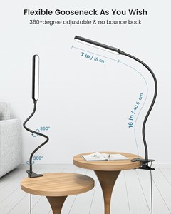 Lampu Meja Jepit Fleksibel CRI Tinggi Tanpa Kedip, Ramah Mata, untuk Belajar, Bekerja, Membaca, 3 Warna, Dapat Diredupkan - Product Image 6