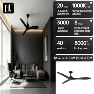 Ventilateur de plafond électrique LED moderne de 52 pouces avec télécommande, plusieurs vitesses, design de pales en bois massif pour salon, chambre à coucher, hôtel - Product Image 2