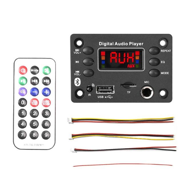 DC 12V 5.0 Decoder Board MP3 WMA WAV APE Hands-free Car Audio Microphone USB TF FM Radio Mp3 Music Player Speaker