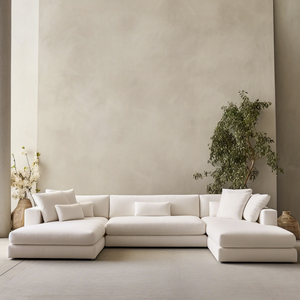 Luxury Indoor Furniture Living Room Sofa Set New Design Wooden Frame Fabric Modern Modular U Shape Sofa