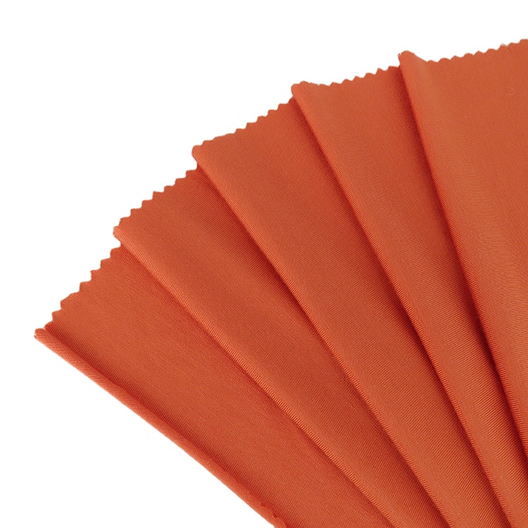 Экологичная Однотонная футболка 40S, оранжевая эластичная трикотажная ткань из 95% бамбукового волокна 5% спандекса для одежды для йоги