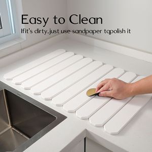 Modello personalizzabile e colore pieghevole tappetino diatomea terra a secco utensile da cucina drenante piano di lavoro assorbente da bagno - Product Image 5