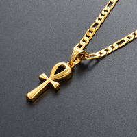 Collar con Colgante de Cruz Egipcia de 2.5CM, Ankh Unisex, Color Dorado, Joyería Africana para Bodas y Fiestas - Llave del Nilo # 057006B