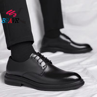 Chaussures habillées basses en cuir noir pour hommes, style britannique, pour l'automne et le printemps, respirantes et élégantes, idéales pour le quotidien et les costumes.