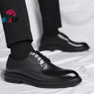Zapatos de Vestir Británicos para Hombre, Otoño y Primavera, de Cuero Negro, Sin Cordones, Transpirables, Elegantes, para Ir al Trabajo - Product Image 3
