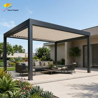 Pergola en aluminium motorisée, intelligente, écologique, inspirée de la nature, résistante à la pluie, avec lames orientables, pour terrasse au bord de la piscine