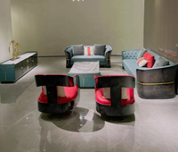 Ensemble de canapés en cuir véritable de luxe léger, ensemble de canapés de luxe pour salon, mobilier de maison et d'hôtel, modèle en tissu décoratif