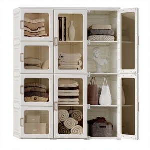 <span class=keywords><strong>Mobiletto</strong></span> Moderno Semplice Integrato Ant Box in Plastica Pieghevole <span class=keywords><strong>con</strong></span> 5 Cassetti e <span class=keywords><strong>Ante</strong></span> Scorrevoli per Piccolo Appartamento Camera da Letto, Meccanismo Cerniera in MDF - Product Image 3