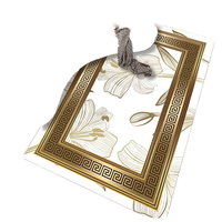 Tapis de luxe personnalisable en peluche douce, motif clé grecque et lys dorés, pour salon et chambre à coucher