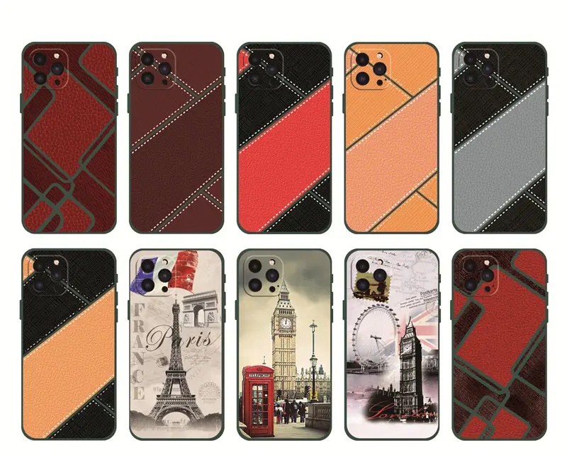 Custom logo Eiffel Tower TPU silicone leather design phone case for iphone Samsung huawei oppo vivo cases cover