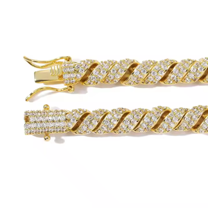 High Quality 925 Sterling Silver Moissanite Iced Cuban Link Chain Hip Hop Unisex <b>Necklace</b> for Men Women Luxury Fashion <b>Statement</b> - Product Image 6