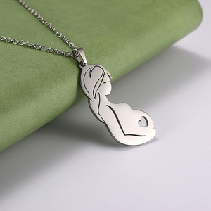 Collares <span class=keywords><strong>de</strong></span> Acero Inoxidable con Colgante <span class=keywords><strong>de</strong></span> Corazón para Embarazadas, Joyería <span class=keywords><strong>de</strong></span> Moda para Mujer, Regalos para el Día <span class=keywords><strong>de</strong></span> la <span class=keywords><strong>Madre</strong></span>, Familia, Bebé, Mamá - Product Image 4