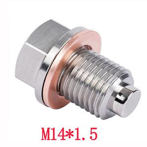 Bouchon de vidange magnétique M14x1.5 en acier inoxydable pour carter d'huile moteur avec joint de compression en cuivre – Boulons de vidange de remplacement - Product Image 3
