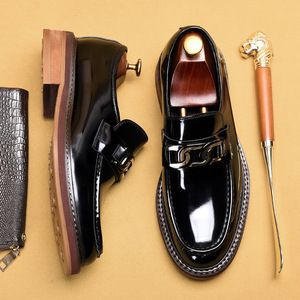 Mocassins de style britannique haut de gamme pour hommes d'affaires, en cuir véritable, à bout carré, à enfiler, légers, respirants, chaussures habillées formelles - Product Image 4