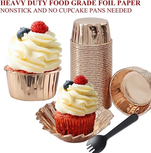 Meilleures ventes de ramequins en aluminium dorés, supports jetables de qualité alimentaire, résistants aux hautes températures, petits moules à pâtisserie, doublures pour muffins - Product Image 2