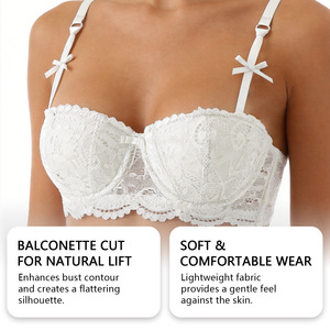 Soutien-gorge push-up en dentelle avec bretelles à nœuds rouge, blanc, noir, lingerie sexy pour femmes - Product Image 4
