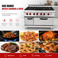 Cuisinière à gaz commerciale en acier inoxydable à 6 brûleurs avec four pour la cuisine des restaurants