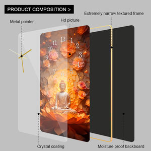 High Quality Buddha Lotus Crystal Porcelain Silent <strong>Clock</strong> Digital Print Portrait Painting Modern Home <strong>Wall</strong> Art with <strong>Wall</strong> <strong>Clock</strong> - Product Image 4