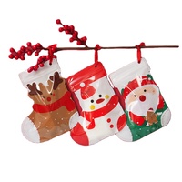 Sacs en aluminium Ziplock réutilisables imprimés personnalisés pour biscuits de Noël Pochette debout avec mylar pour le stockage des aliments Style chaussettes de Noël