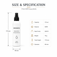 Bouteille noire en HDPE de 175 ml de qualité supérieure avec atomiseur noir pour salon de coiffure, flacon pulvérisateur en plastique à fine brume, emballage cosmétique vide