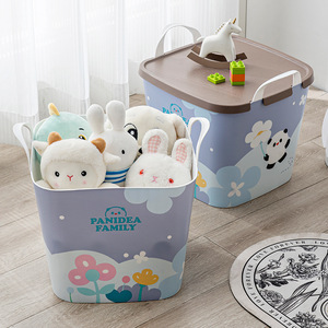 Panidea Plastic Storage Basket With Lid And Handle Rectangle Toy Storage Bin For Kids Room Organizing - Product Image 5