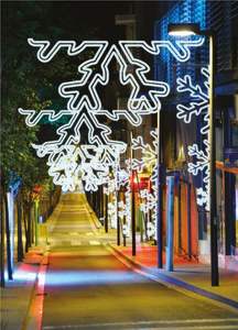 2D 3D Outdoor IP65 Iron Baking Paint Snowflake Street Motif Festive Decorative Lights Warm White Snowflake Motif Lights - Product Image 6