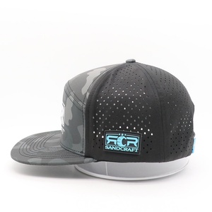 Custom High Quality 6 Panel <b>Flat</b> Bill PVC Waterproof <b>Hat</b> Laser Cut Hole <b>Flat</b> Gorras Snapback Cap <b>Hat</b> - Product Image 3