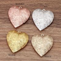 Treo Mạ Đồng Nguyên Chất Hộp Ảnh Trang Sức Quyến Rũ DIY Phụ Kiện Vòng Cổ Mặt Dây Chuyền Trái Tim Lớn