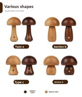 Lampe de chevet en bois massif en forme de champignon, contrôle tactile, LED à intensité variable, alimentée par piles, éclairage d'ambiance décoratif pour la maison et le bureau