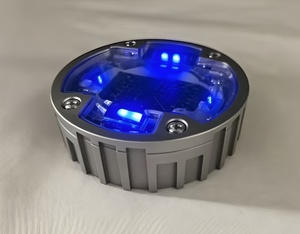 Borne <span class=keywords><strong>de</strong></span> signalisation routière <span class=keywords><strong>solaire</strong></span> synchronisée Bluetooth, marqueur routier LED en alliage d'aluminium, yeux <span class=keywords><strong>de</strong></span> chat clignotants sans fil à fréquence commune pour la sécurité routière - Product Image 1