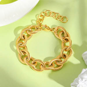 Pulsera de Acero Inoxidable con Cadena Cruzada Redonda Estilo Europeo Americano, Chapada en Oro, para Mujer, Joyería de Moda Primavera 2025 - Product Image 2