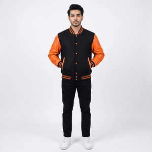 Blouson de baseball unisexe en gros, broderie personnalisée, design universitaire, pour hommes, femmes et jeunes, style streetwear, 100% laine, col montant - Product Image 1