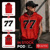 Sudadera sin mangas con capucha para hombre, diseño gráfico con logotipo personalizado, de alta calidad, estilo vintage, ligera, 210 g/m², de malla, para gimnasio y deportes.