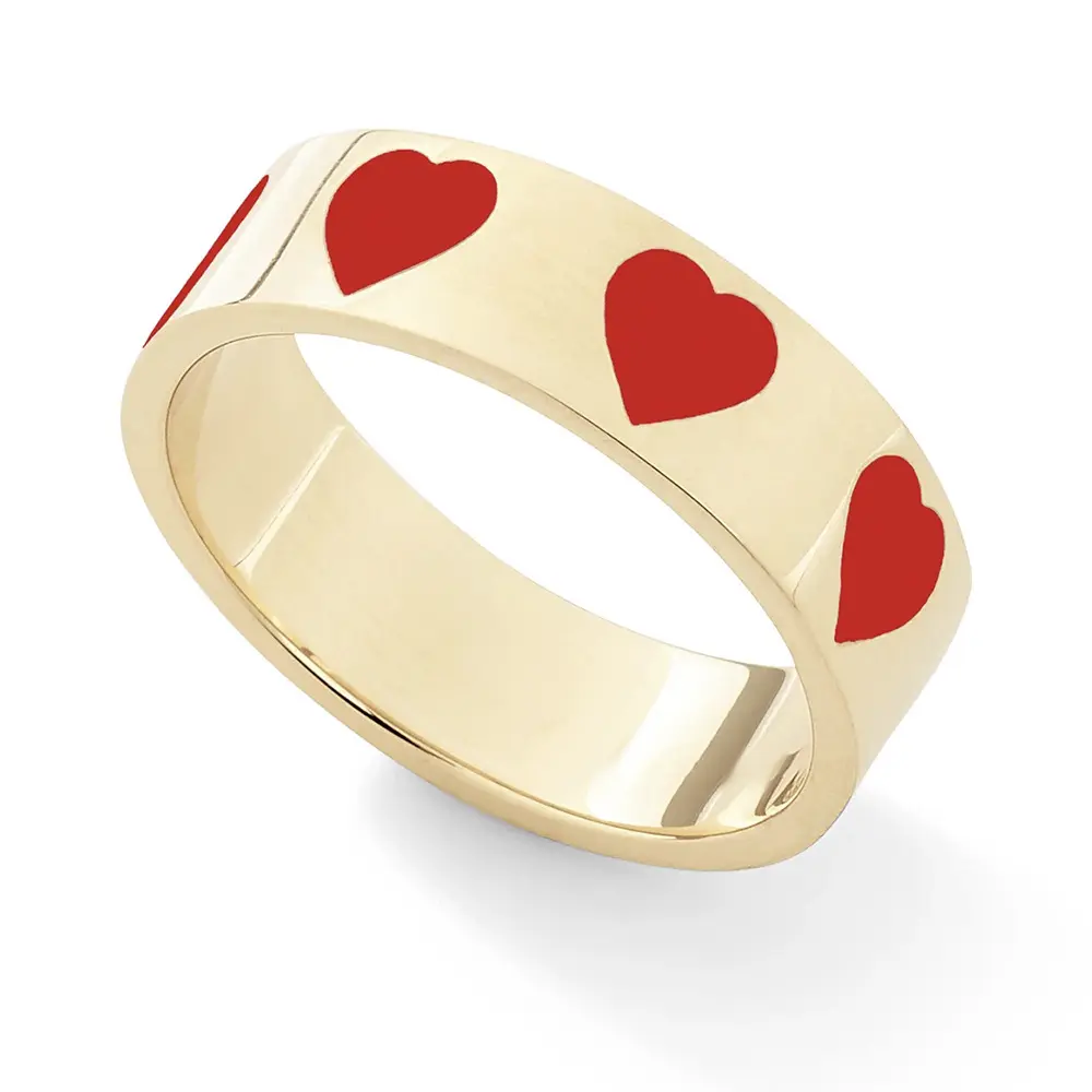 Fashion Exquisite Heart Shape Finger Rings Multi Colors Alloy Glaze Drip Oiled Heart Rings