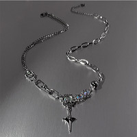 Collier ras du cou en acier titane, bijoux de mode Y2K, style Sweet Cool Girl, avec pierre de lune et étoile