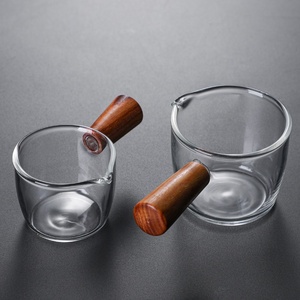 Qwz — nouvelle tasse en verre à poignée en bois, 50, 80ml, gobelet de mesure du lait, café, classique, à <span class=keywords><strong>bec</strong></span> unique - Product Image 3