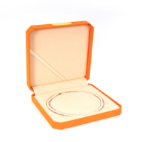 Boîte à bijoux en daim orange octogonale personnalisée avec logo en relief pour la Saint-Valentin pour bague, pendentif, boucles d'oreilles