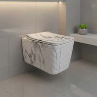 WC suspendu mural de luxe imprimé aquarelle, de qualité supérieure, pour salle de bain