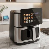Friteuse à air électrique double panier carrée, écran LCD, capacité 8L, contrôle par application, chauffage supérieur/inférieur, usage domestique/extérieur – Meilleure vente