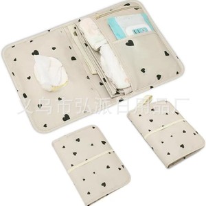 Heart-Shaped Baby Diaper Storage <b>Bag</b> Canvas Portable <b>Changing</b> Pad Set For Travel And Daily Use - Product Image 1