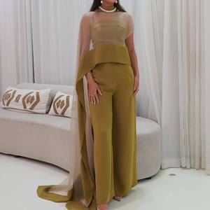 Nouvelle Collection Printemps 2026 – Ensemble Élégant 2 Pièces : Gilet Asymétrique en Gaze et Combinaison Ample à Jambes Larges pour Soirées et Cérémonies Féminines - Product Image 1