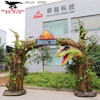 Portail d'entrée dinosaure pour parc à thème, panneau de bienvenue, sculpture de dinosaure
