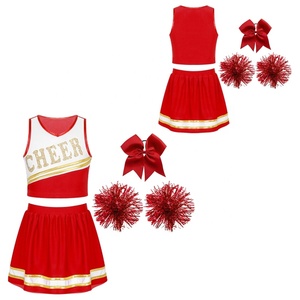 Tenue de cheerleading professionnelle pour filles de 6 à 16 ans, ensemble 4 pièces avec crop top et jupe, vêtements de danse pour spectacle sur scène, mode et fête - Product Image 4