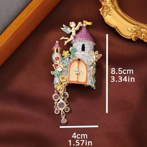 Broches Clásicos Vintage de Cristal con Diseño de Castillo de Elfo de Fantasía para Mujeres y Hombres, Pines Esmaltados Retro de Edificios, <span class=keywords><strong>Regalo</strong></span> - Product Image 3