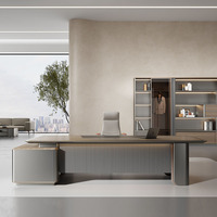Bureau de direction moderne et contemporain en bois avec panneau, idéal pour la maison ou l'école, fabriqué en MDF durable, bureau informatique