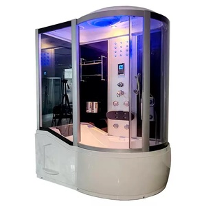 <span class=keywords><strong>Cabina</strong></span> <span class=keywords><strong>Doccia</strong></span> di Lusso con <span class=keywords><strong>Vasca</strong></span>, Telaio Scorrevole in Alluminio Spazzolato, Design Rettangolare Quadrato, Vetro Temperato - Product Image 5