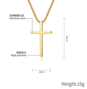 Collier pendentif croix minimaliste en acier inoxydable unisexe, étanche, plaqué <span class=keywords><strong>or</strong></span> 18 carats, pour cadeau - Product Image 5