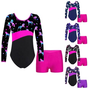 4-14 <b>Kids</b> Girls Dance Costumes Wholesale Salsa Latin Ballroom Dancing Leotard With Shorts Sports Gymnastic Exercises Competition - Product Image 1