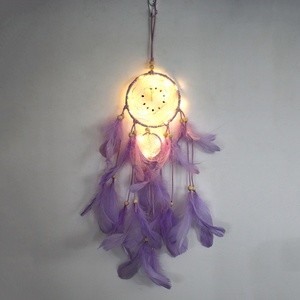 <span class=keywords><strong>Attrape</strong></span>-rêve en plumes rose avec LED, nouveau Design, fait à la main, avec éclairage, 50-11cm - Product Image 2